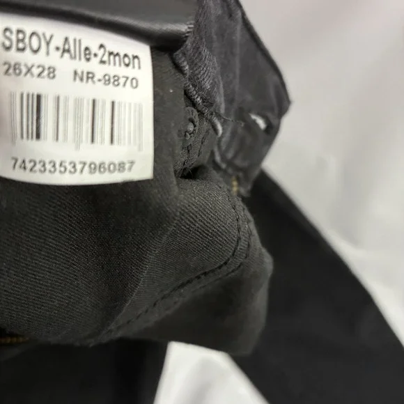 Mott & Bow Black Denim Jeans Women's Size W 26 L 28 Boyfriend Charcoal Stretch - Picture 4 of 9